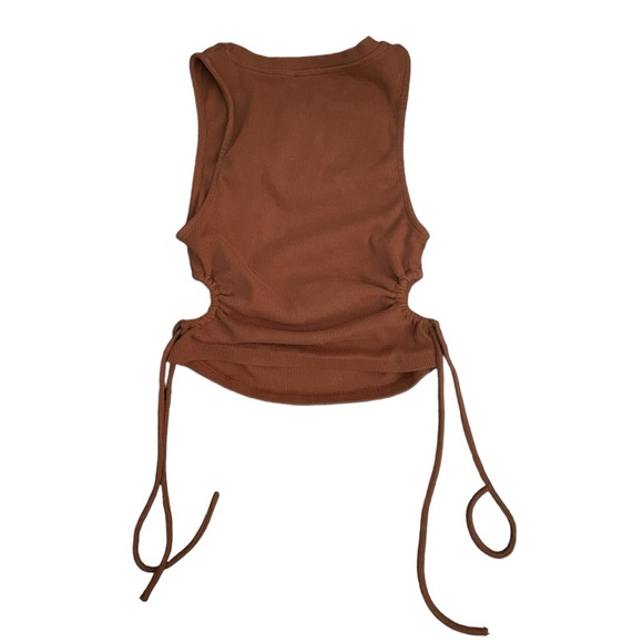 Zara brown ribbed side cutout cropped tank top - Picture 10 of 13
